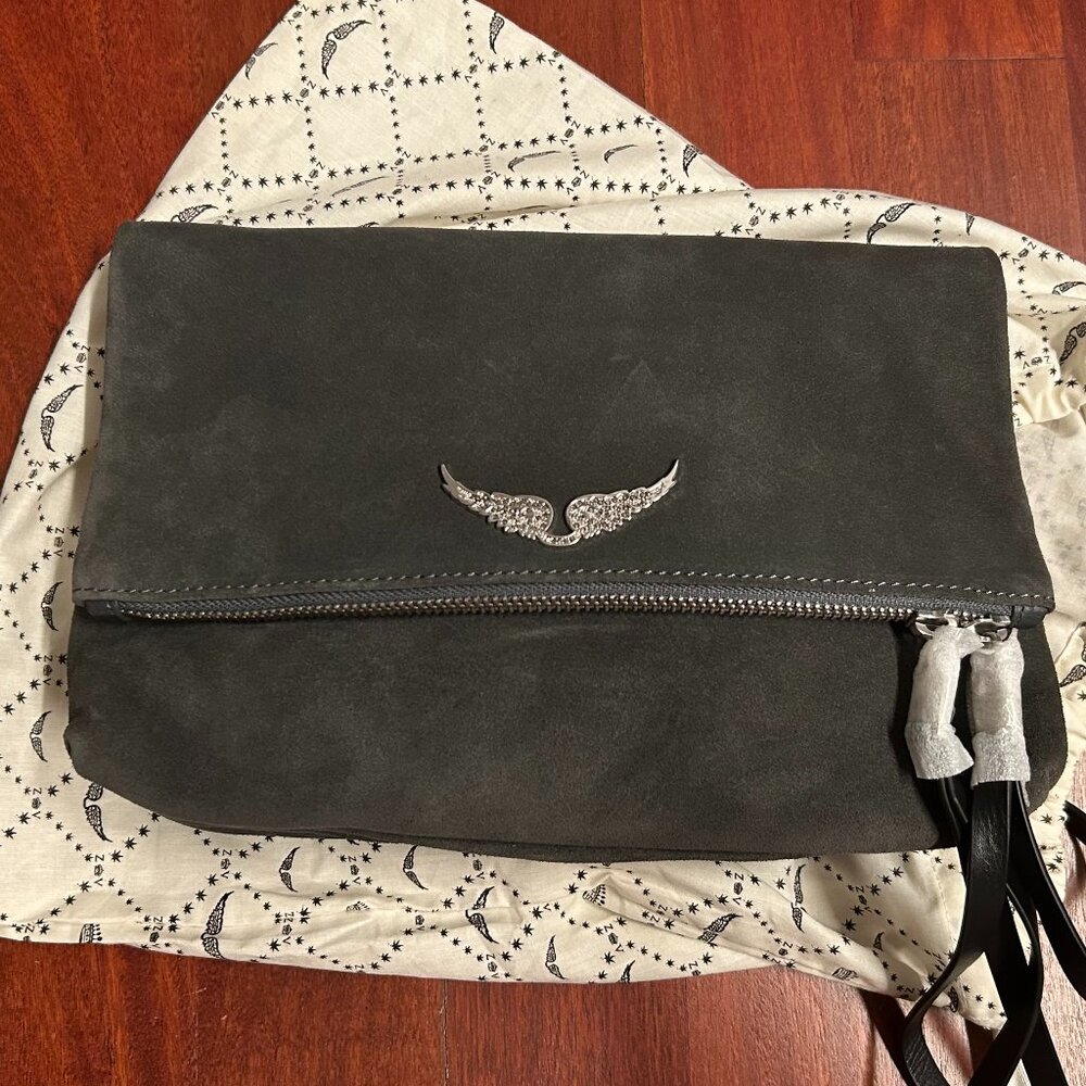 WT RARE Zadig & Voltaire Original Rocky Suede Bag – Charcoal Grey